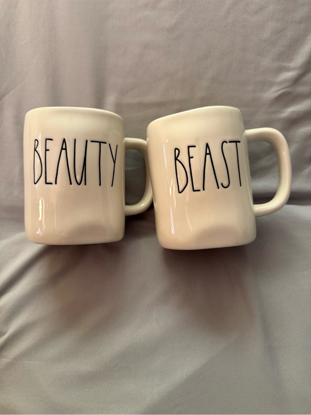 Classic Rae Dunn ‘Beauty' and 'Beast' Ceramic Mugs